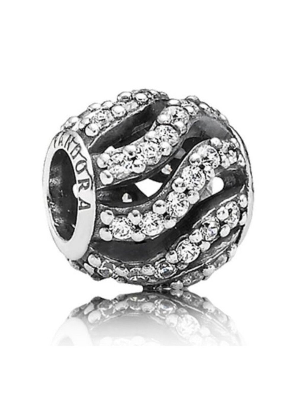 Pandora Sterling Silver Winter Wisp Bead with Clear Pave Zirconia 791197cz